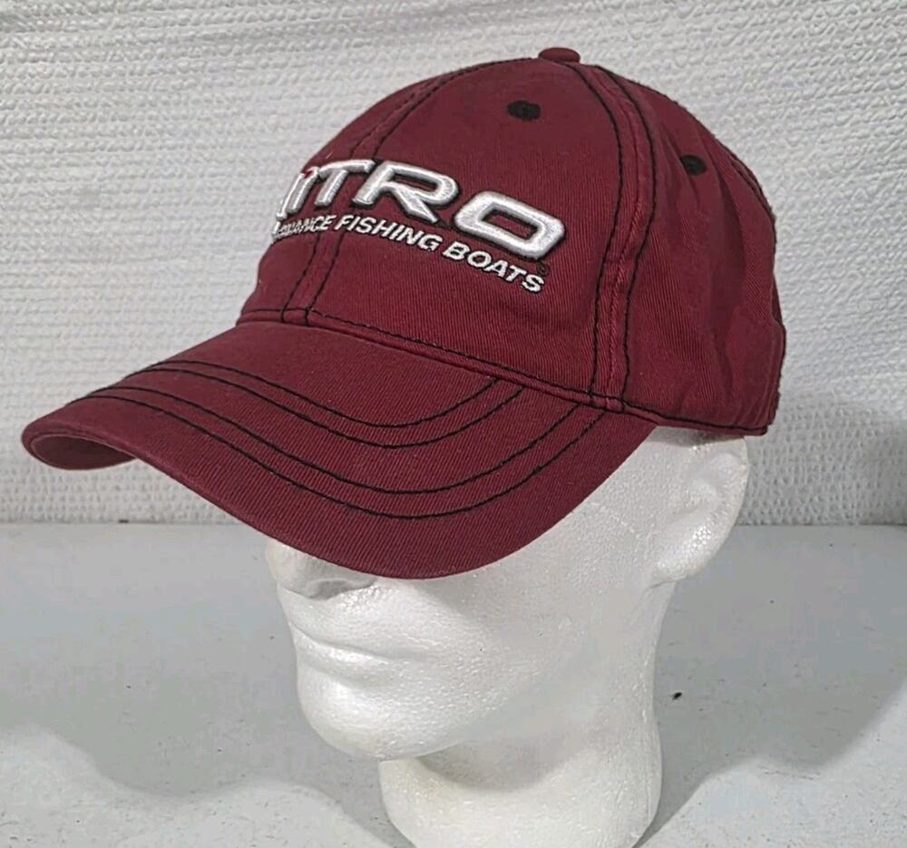 Vintage Nitro Performance Fishing Boats Snapback Hat Cap Cotton Unisex Dark Red